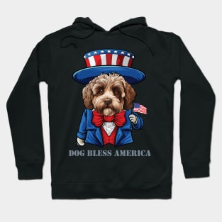 Funny 4th of July Lagotto Romagnolo Dog Bless America Hoodie